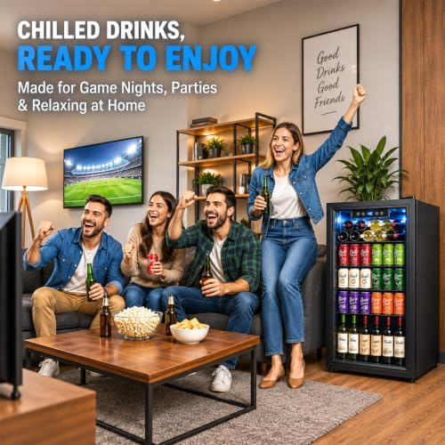 Beverage Refrigerator, 3.2 Cu.Ft Mini Fridge with Glass Door & Air Cooling, and Electronic Temperature Control for Beer, Wine, Soda, Compact Drink Fridge for Home, Office, Bar (3.2 Cu.Ft) - Image 7