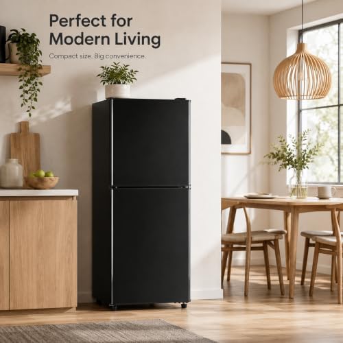 5 Cu.Ft Mini Fridge with Freezer, 2-Door Compact Refrigerator for Dorm/Office/Bedroom, Energy Efficient & Quiet, Black - Image 6