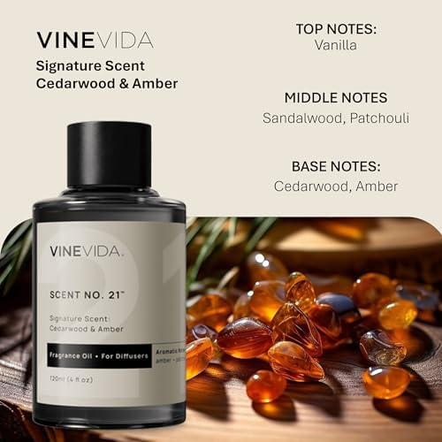 VINEVIDA [4 Fl Oz] Cedarwood & Amber Fragrance Oil for Cold Air Diffusers, Fall Essential Oils for Diffuser Oil Refill & Air Freshener Room Spray - Image 2