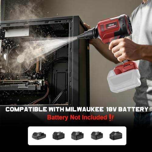 Upgraded Cordless Air Duster Blower Compatible with Milwaukee 18V Battery, 4-in-1 Portable Compressed Air Mattress Pump, 120,000 RPM Brushless Motor, 4-Speed & 500 MPH for Car, PC Cleaning(Tool Only) - Image 3