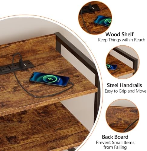 Furnulem Night Stand with Charging Station, 4 Drawer Tall Bedside Table - Image 4