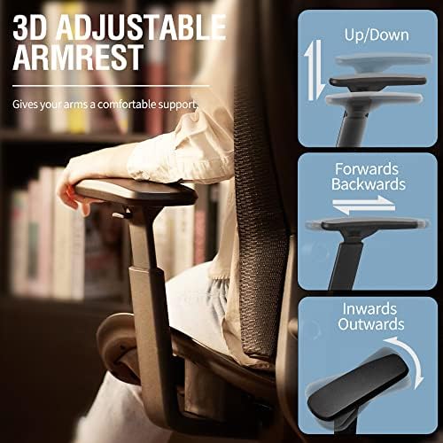 ELABEST Ergonomic Mesh Office Chair,Comfy Computer Desk Chair - BIFMA 5.1 Certified Commercial Swivel Task Chair for Home Office - Adjustable Lumbar Support & Armrests,Tilt Function,Wide Seat (Black) - Image 6