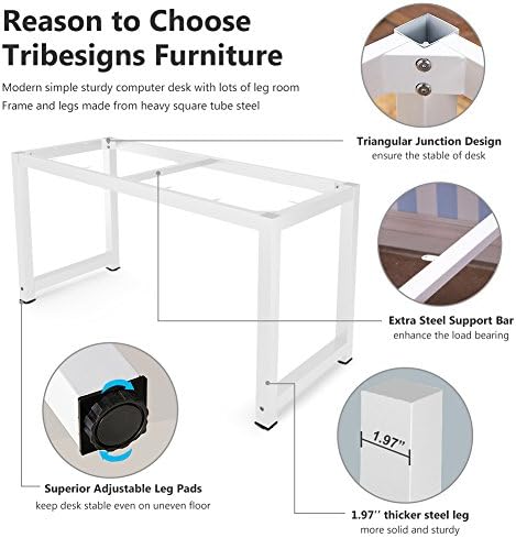 Tribesigns Computer Desk, 63 inch Large Office Desk Computer Table Study Writing Desk for Home Office, White - Image 5