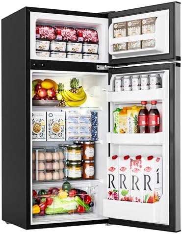 EUHOMY 4.5 Cu.Ft Mini Fridge with Freezer, 2 Door Mini Refrigerator, Silver by EUHOMY