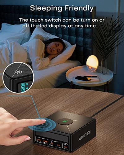 Charging Station, 160W 5-Port USB C with 65W PD, QC3.0, Wireless Charger, LCD Display for MacBook, Laptop, iPad, iPhone, Samsung - Image 6