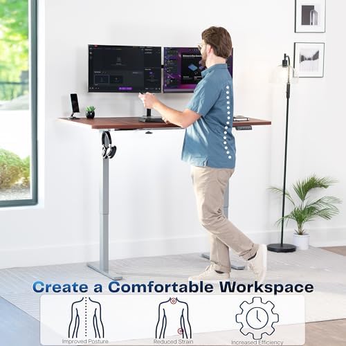 VIVO Dark Walnut 60 x 30 in Standing Desk, DESK-KIT-1G6D-30 - Image 3