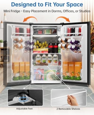 3.2 Cu Ft Mini Fridge with Freezer, Single Door Upright Freezer - Image 6