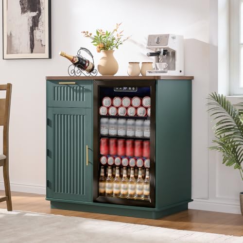 Okvnbjk Mini Fridge Cabinet with Storage & Power Outlet, Green by Okvnbjk