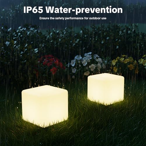 Rechargeable LED Cube Chair Light with Remote, Outdoor Waterproof 16 Colors Changing LED Cube Stool Seat Side Table, Floor Lamp Night Light Glow Furniture for Home Bedroom Patio Garden (Square, 12") - Image 3
