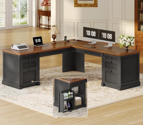 SEDETA L Shaped Office Desk with 4 Drawers Storage, 67"x67" Executive Desk by SEDETA