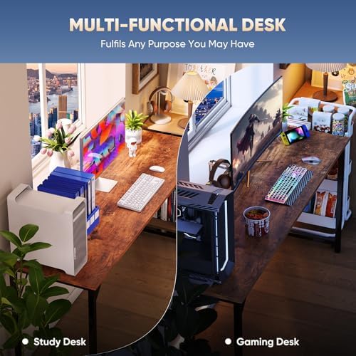 DUMOS 63 Inch Small Computer Desk, Gaming Desks for Home Office Bedroom - Image 4