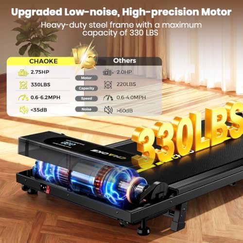 Walking Pad Treadmill for Home, Built-in Speaker, 6.2MPH Under Desk Walking Pad with 10% Incline, 2.75HP Portable Walking Pad with APP, 330LBS Capacity, Remote Control, 12 HIIT Programs - Image 3