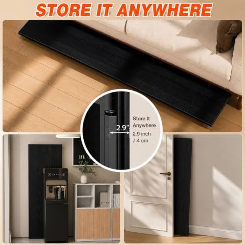 Folding Table Computer Desk - 55.1" No Assembly Folding Desk Design and Foldable Office Desk, Small Desk for Bedroom, Compact Storage Portable Use for Dorm and RV Small Space, Dark Oak - Image 5