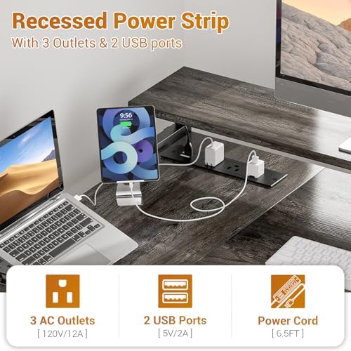 Aheaplus L Shaped Desk with File Drawer, Reversible L Shaped Gaming Desk - Image 3