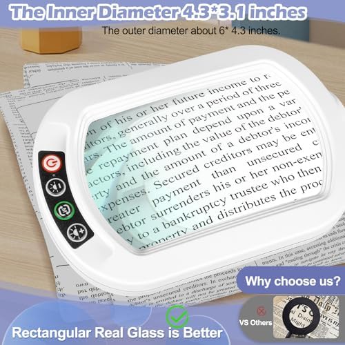 Drdefi 12X Square Magnifying Glass with Light and Stand, Real Glass LED Lighted Magnifier, 5 Color Modes Stepless Dimmable, Hands-Free Mag Desk Lamp with Clamp for Reading Craft Hobby Close Work White - Image 2
