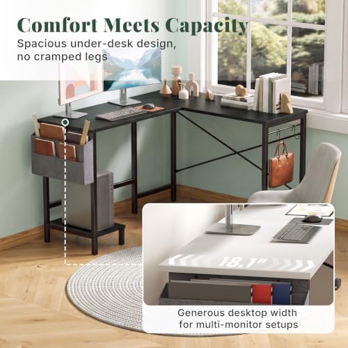 L Shaped Computer Gaming Desk with PC Stand for Home Office - Image 5