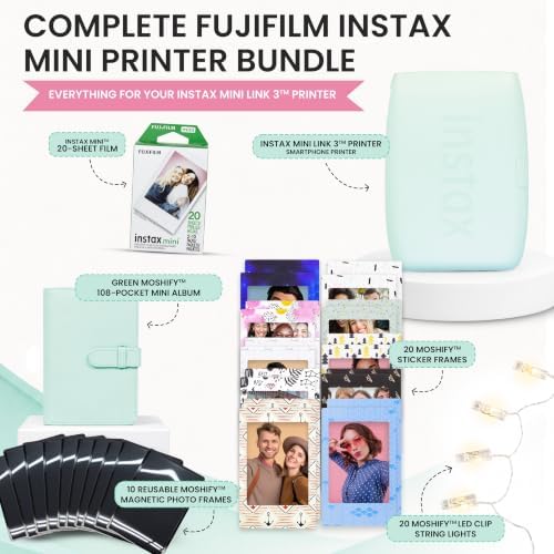 Fujifilm Instax Mini Link 3 Printer Sage Green Bundled Film & Display Kit - Image 2