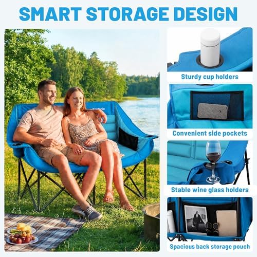 Youtanic Oversized Double Camping Chair, Folding Loveseat Camping Couch - Image 6