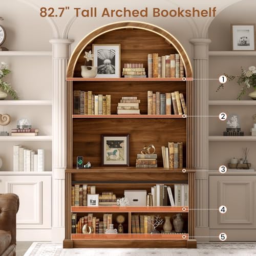 SEDETA 67" L Shaped Desk with Tall Arched Bookshelf & 3 Drawers Storage - Image 3