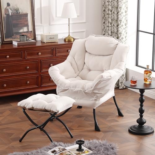 Furlide Lazy Chair with Ottoman, Soft Comfy Chair for Bedroom, Beige by Furlide