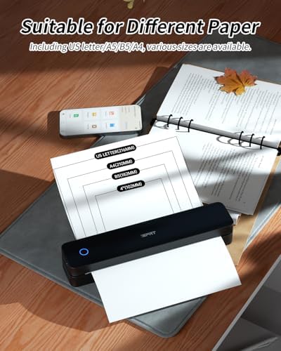 iDPRT Portable Thermal Printer, MT610 Pro Wireless for Travel, 300 DPI Bluetooth Inkless Printer Support 8.5" X 11" US Letter&A4&A5 Thermal Paper for Home, Compatible with iOS, Android, Laptop, Black - Image 5