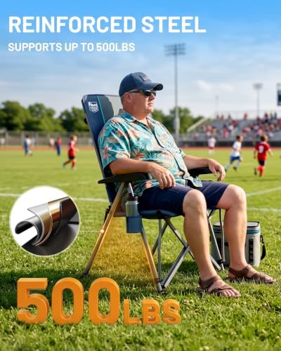 TIMBER RIDGE Recliner Camping Chair 500lbs Heavy Duty Folding Chair - Image 3