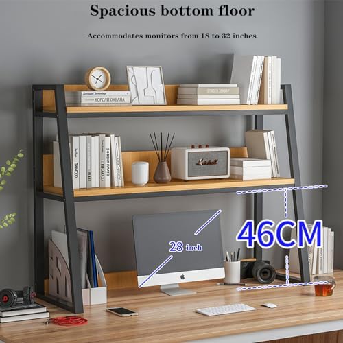 Ladder Desktop Shelf, Desk Hutch 3-Tier for Computer Desk, Desktop Display Rack, Multipurpose Vintage Metal and Wood Desktop Bookshelf Storage Organizer for Dorm Office Home,Black a,22x13x35" - Image 7