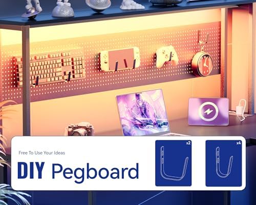 Pamray 60 Inch L Shaped Gaming Desk with Shelves and Storage - Image 7