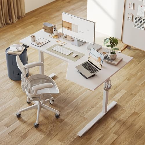 Agilestic 63 x 35 Inch Corner L Shaped Electric Standing Desk, White - Image 2