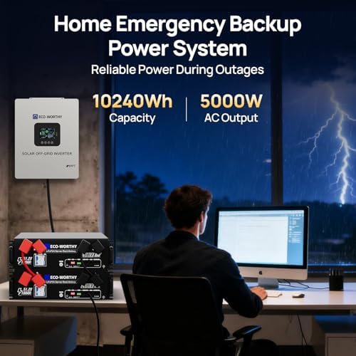 ECO-WORTHY 48V Home Backup Power, 10240Wh LiFePO4 Battery,AC 5000W Inverter - Image 2