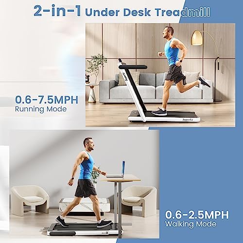 Goplus 2 in 1 Under Desk Treadmill, 2.25HP Superfit Folding Treadmill with Touch Panel Control, App Control, Remote Control, Bluetooth Speaker, Foldable Walking Treadmills for Home Office - Image 2