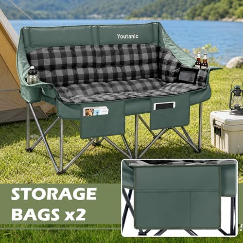 Youtanic 60" Extra Double Camping Chair for Adults, 700lbs Padded Loveseat - Image 5