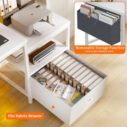 EnHomee 56.5" Office Desk with Drawers & Printer Space for Home Work,White - Image 5