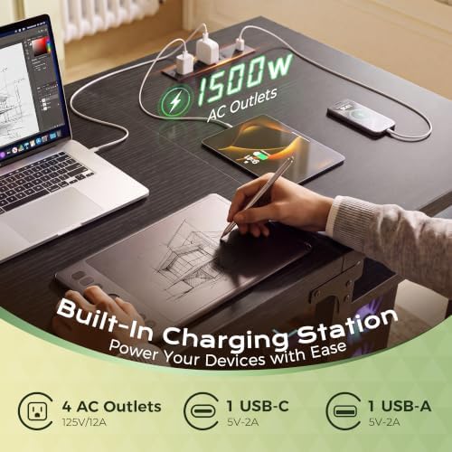 Huuger 71'' x 23.6'' Computer Desk with Power Outlets, 0.95'' Thick Desktop - Image 5
