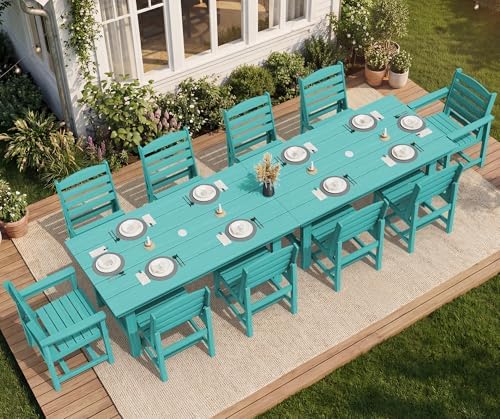 SERWALL HDPE Outdoor Dining Furniture, Outdoor Dining Set for 10, Aruba - Image 3