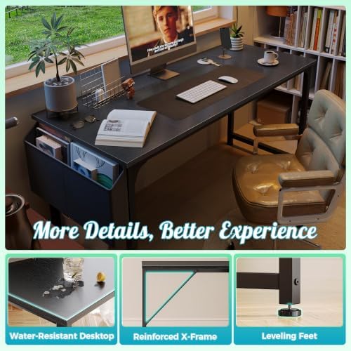 PRAISUN 55'' Computer Desk with Fabric Storage Bag - Image 7