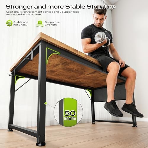 DurayLoly 47x24“ Computer Desk, 2X Thicker Desktop,2.2” Steel Frame, White - Image 5