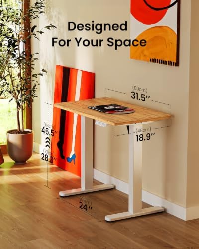 ErGear Height Adjustable Electric Standing Desk, 32 x 19 Inches Sit Stand up Desk, Memory Computer Home Office Desk, Light Vintage Brown - Image 3