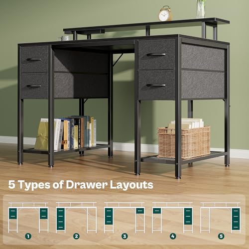 Huuger 47 inch Computer Desk with Power Outlets & 4 Drawers - Image 6