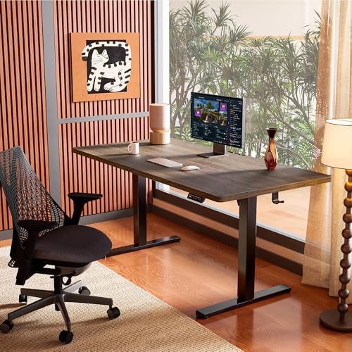 ErGear Height Adjustable Electric Standing Desk, 48 x 24 Inches Sit Stand up Desk, Memory Computer Home Office Desk, Dark Walnut - Image 2