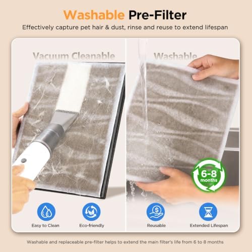 MOOKA Air Purifier for Home Pet Large Room 2800Ft² Dual Washable Pre-Filter - Image 5