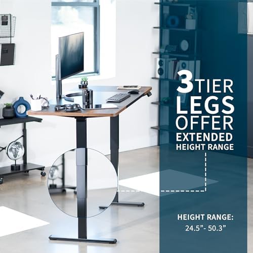 VIVO Black/Vintage Brown 71 x 30 in Standing Desk, DESK-KIT-2B7BN - Image 5