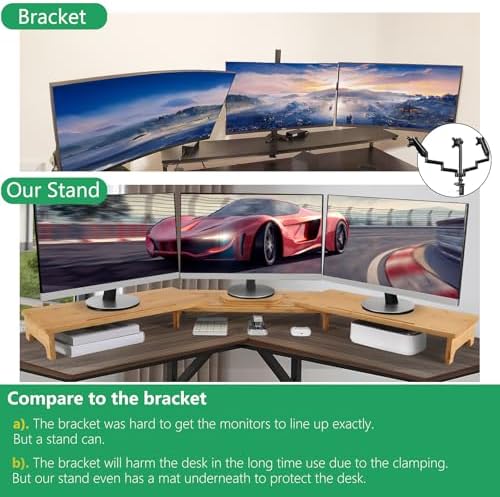 Nnewvante Monitor Stand Riser 60 inch Bamboo Dual Monitor Stand for Desk - Image 6