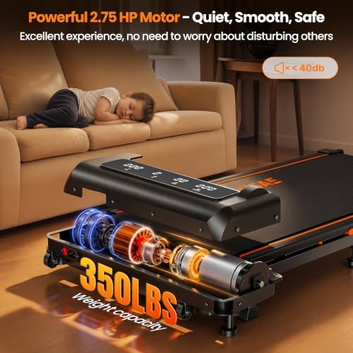 Walking Pad, FOUSAE 6.2MPH Under Desk Walking Pad with 10% Incline, Treadmills for Home with Double Frame, 2.75HP Brushless Drive Treadmill, 12 HIIT Programs, Remote Control, 350LBS Capacity - Image 5