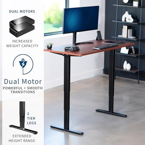 VIVO Dark Walnut 55 x 28 in Standing Desk, DESK-KIT-2B55D - Image 4