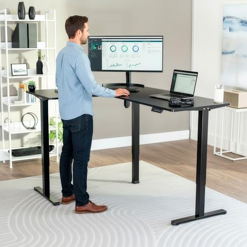 VIVO Black 63 x 47 in Corner Standing Desk, DESK-E3CTB-47 - Image 2