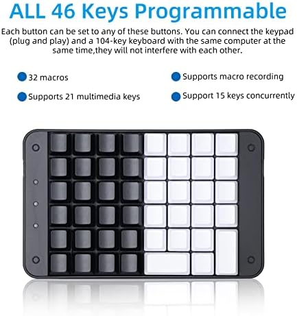 Koolertron 46-Key One-Handed Mechanical Gaming Keyboard, Programmable - Image 4