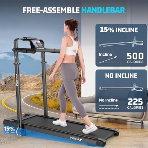 Walking Pad Treadmill with Desk Workstation, 15% Incline Treadmill with Handle Bar, Foldable Treadmills Under Desk for Home/Office, 400 lbs+ Capacity, Adjustable Height, Removable Desk, 3.5HP Motor - Image 6