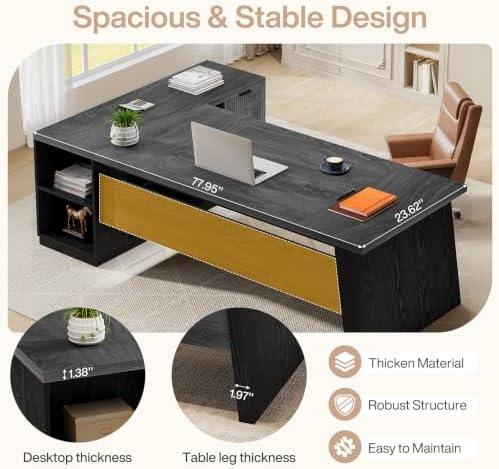 Tribesigns 78" L Shaped Executive Desk with Storage, Home Office - Image 5
