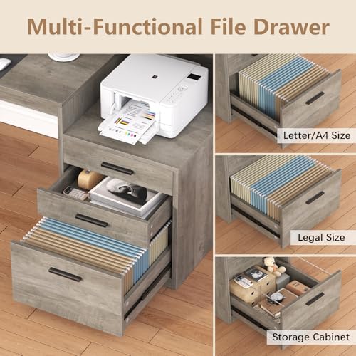 YOMILUVE 65" Computer Desk with 3 Drawers & Printer Shelf for Home Office - Image 5